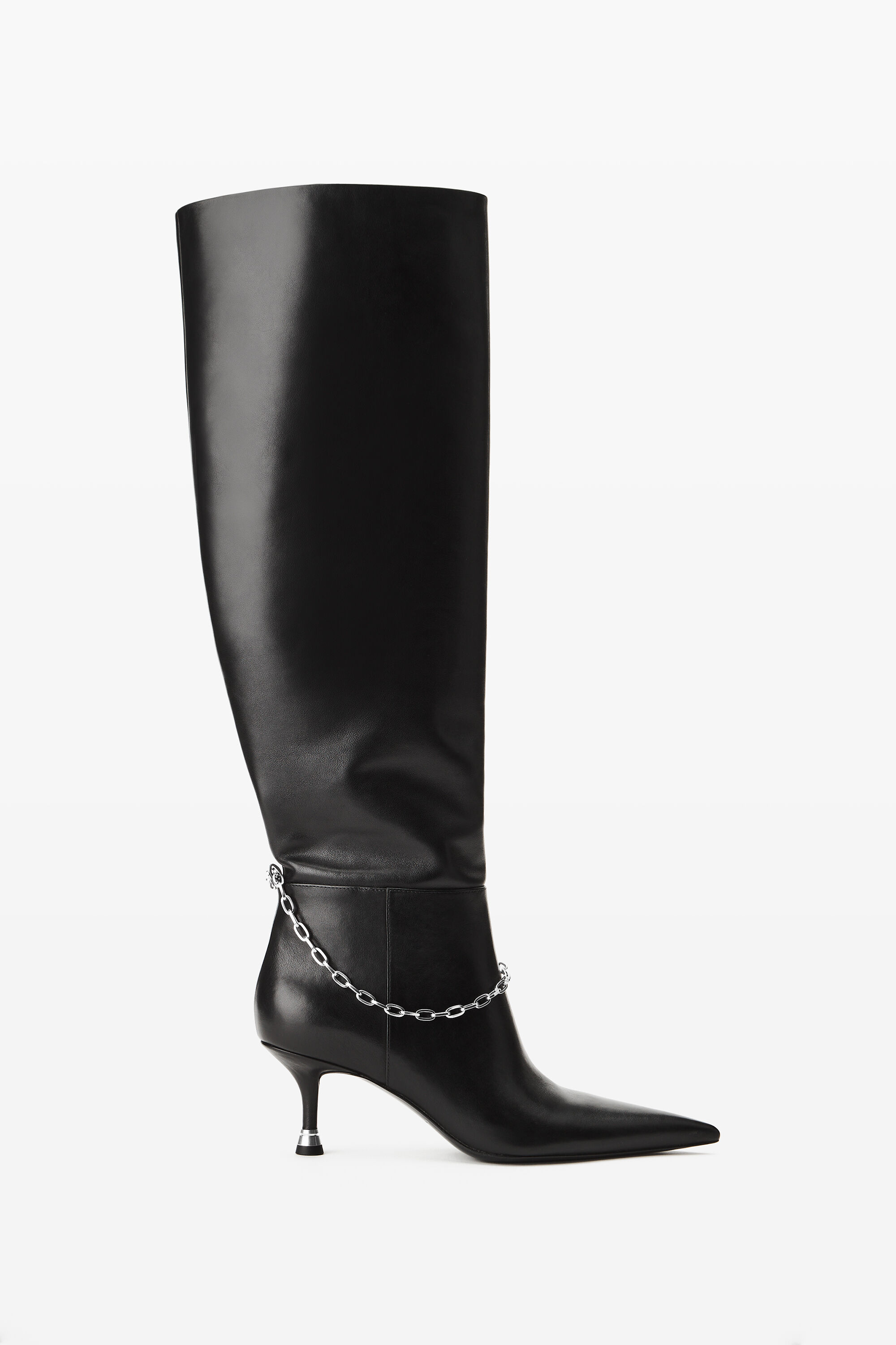 Akila Slouch Boot in Leather 65MM in BLACK | alexanderwang®