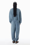 Alexander Wang washed blue ink 蓝色徽标发泡彩胶印花运动衫