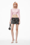 Alexander Wang pink chalk cardigan en laine mérinos ultra fine effet rétréci avec logo en relief