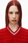 alexander wang cropped v-neck vest in compact cotton flame/white