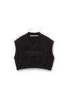 Alexander Wang black logo embossed cropped vest in soft chenille