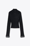 Alexander Wang black long-sleeve ruffle-hem turtleneck
