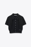 Alexander Wang black black wool short sleeve polo cardigan