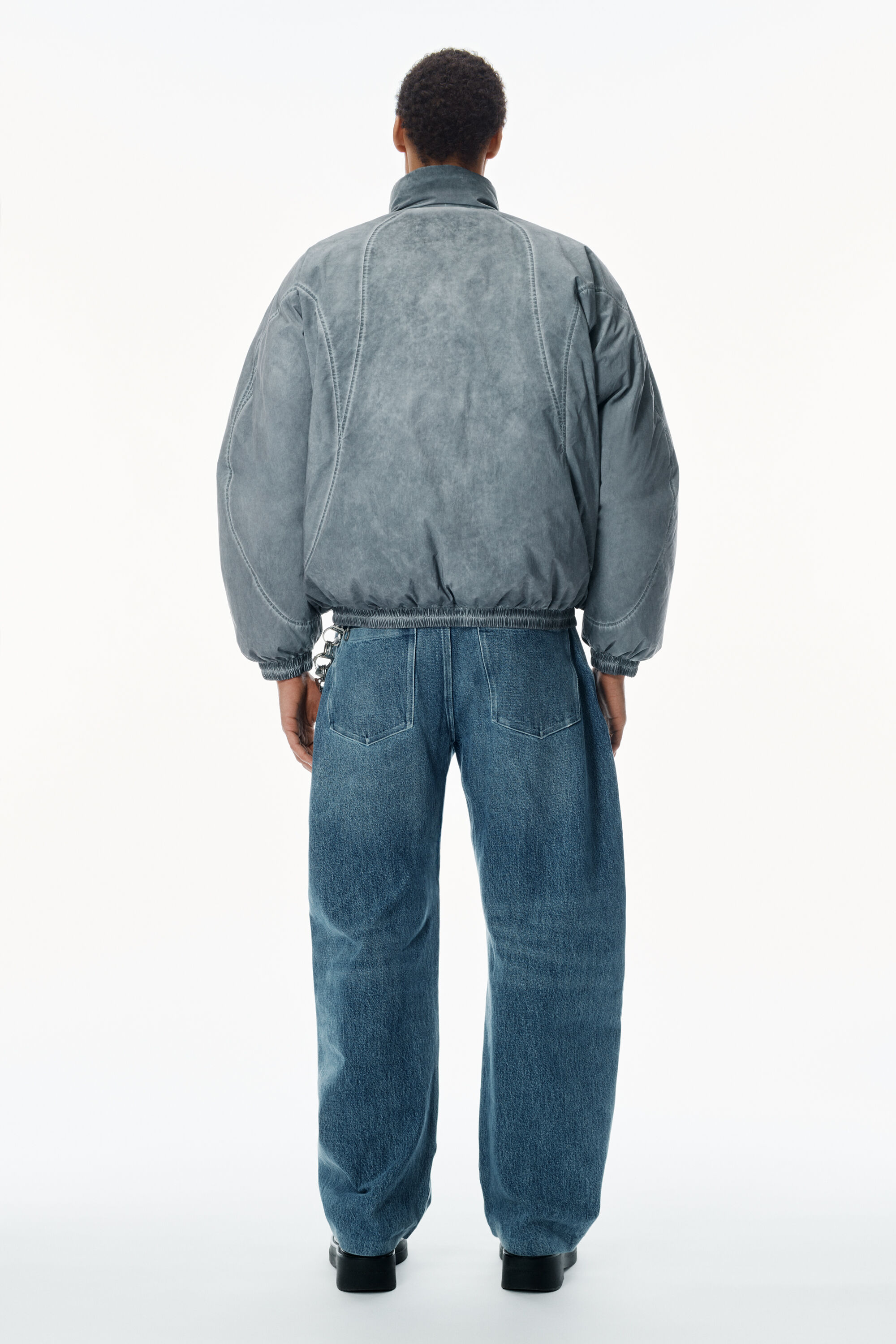 Unisex Padded Track Jacket in WASHED LT GREY | alexanderwang®