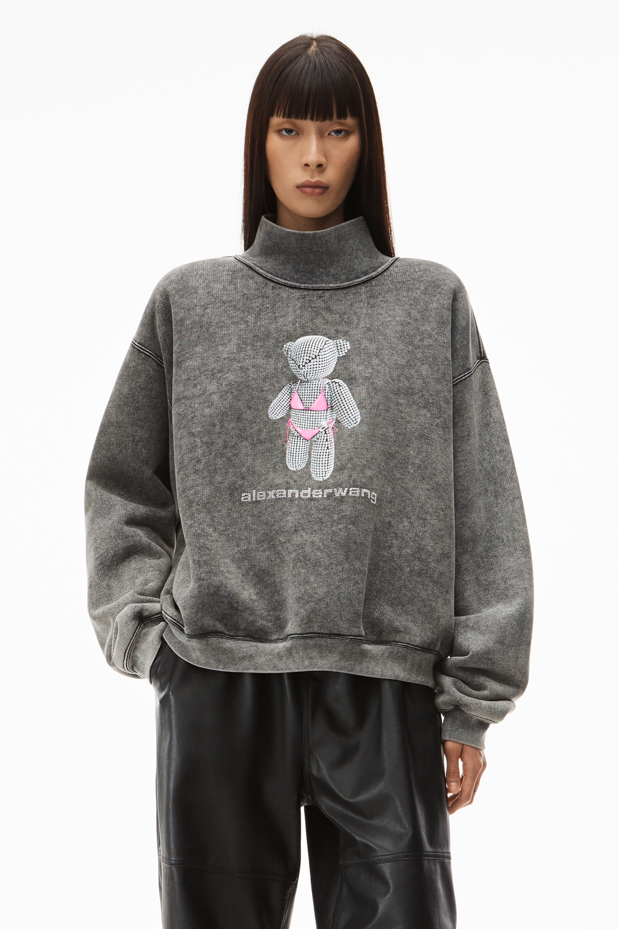 alexanderwang FELPA IN TESSUTO DI SPUGNA CON ORSETTO ACID BLACK -  alexanderwang® AT