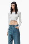 alexander wang 卷边下摆装饰微罗纹平纹针织圆领上衣 light heather grey