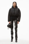 alexander wang crop puffer in logo jacquard nylon black