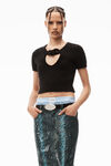 alexander wang short-sleeve tee in stretch knit black