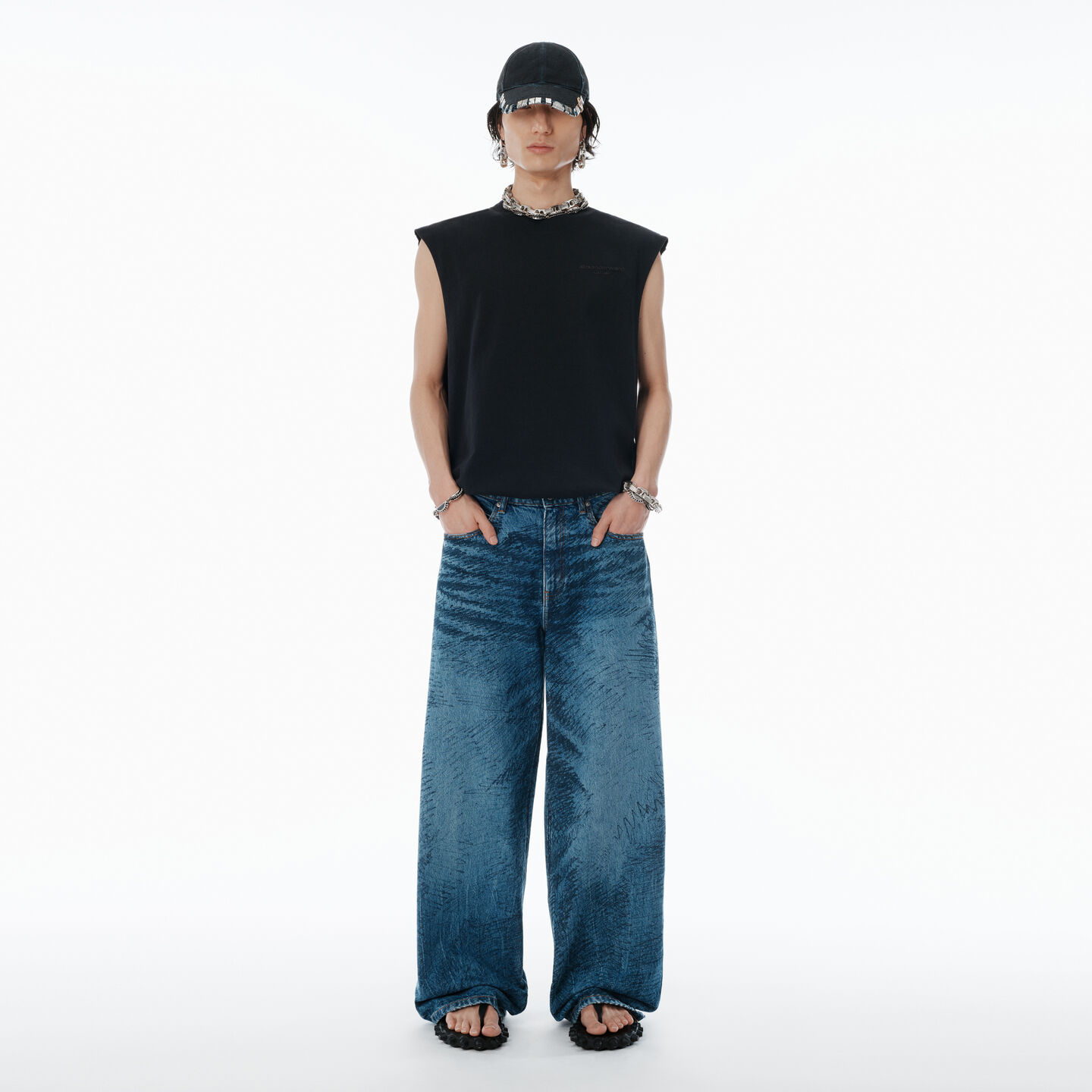 Alexander Wang Indigo Marker-print Jeans In Blue