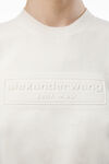 Logo Embossed Short Sleeve Ribbed Pullover in Soft Chenille