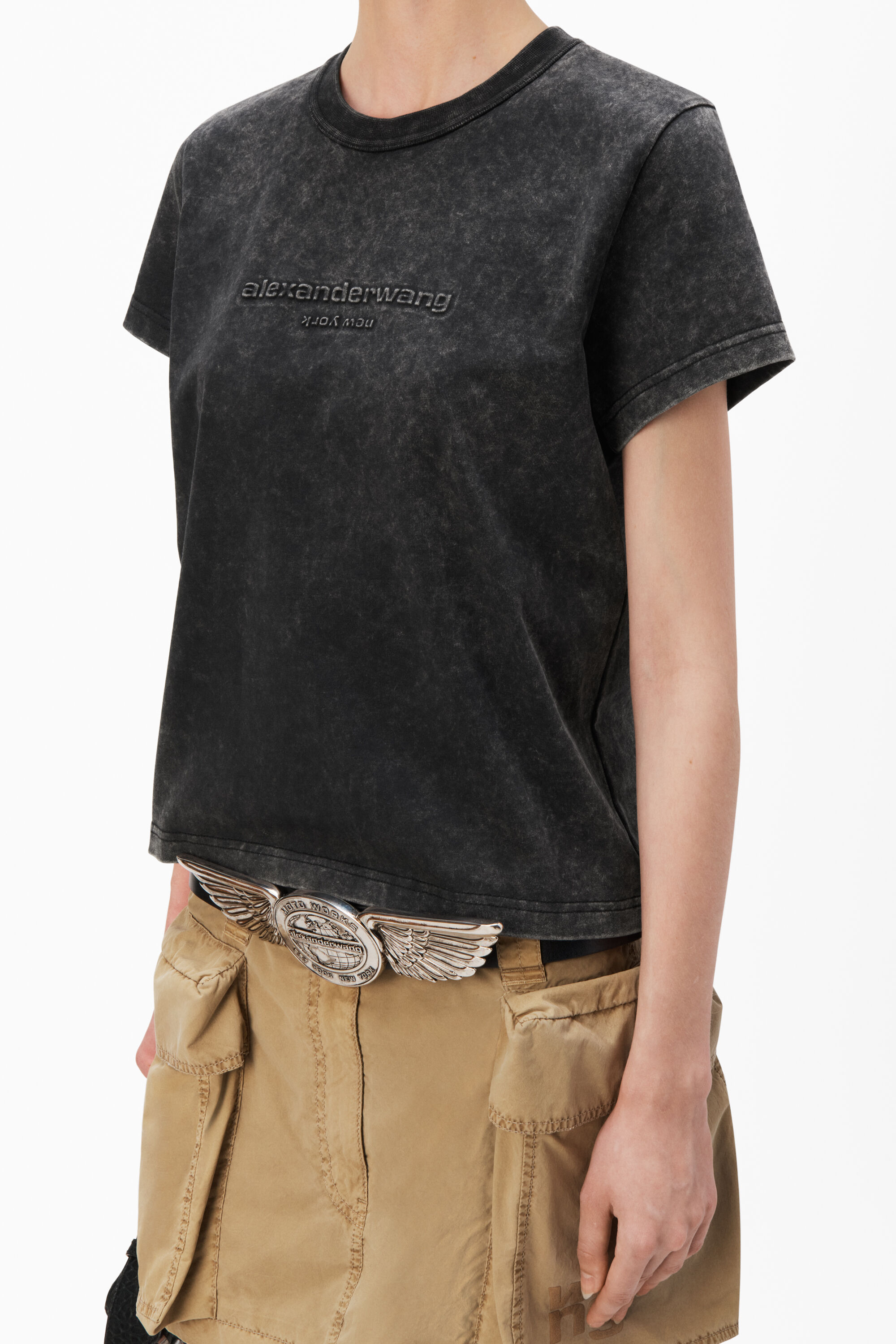 Tシャツ・カットソー Alexander Wang FW25 SHRUNKEN TEE (1CC3251103 680) SHRUNKEN TEE IN ACID WASH JERSEY in ACID BLACK | alexanderwang®