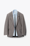 alexander wang combo collared blazer in wool blend grey