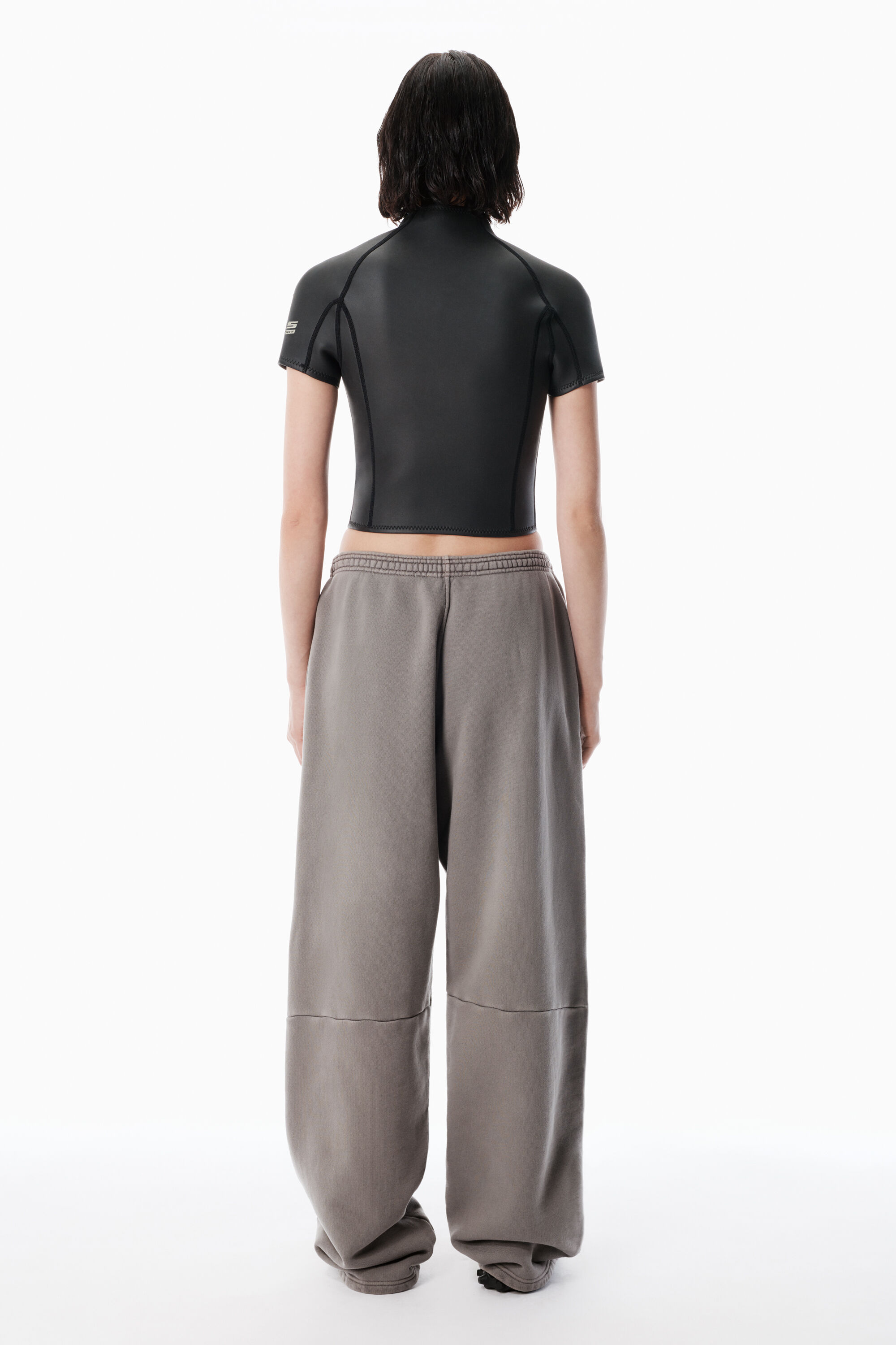 alexander wang 亚历山大王灰色阔腿运动裤WASHED CEMENT