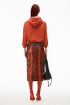 alexander wang glitter logo hoodie in classic terry fiery red combo