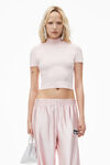 Alexander Wang ballerina pink kurzärmeliges oberteil mit stehkragen und logo