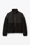 alexander wang nylon combo jacket in plush double fleece black