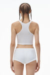 Alexander Wang white crystal hotfix cropped racer tank tee