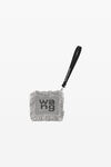 alexander wang pillow wristlet in crystal mesh white