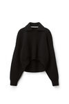 COLLARED V-NECK PULLOVER IN BOILED WOOL