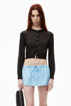 Alexander Wang black cropped cardigan in clear bead hotfix