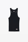 alexander wang racerback tank in ribbed cotton black