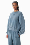 Alexander Wang washed blue ink 蓝色徽标发泡彩胶印花运动衫