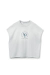 Alexander Wang light heather grey unisex distressed logo oversized cotton muscle tee