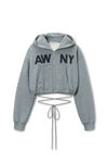 Alexander Wang dark heather grey deconstructed logo wrap hoodie