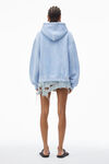 Alexander Wang washed pale blue puff logo hoodie in structured terry