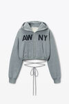 Alexander Wang dark heather grey deconstructed logo wrap hoodie
