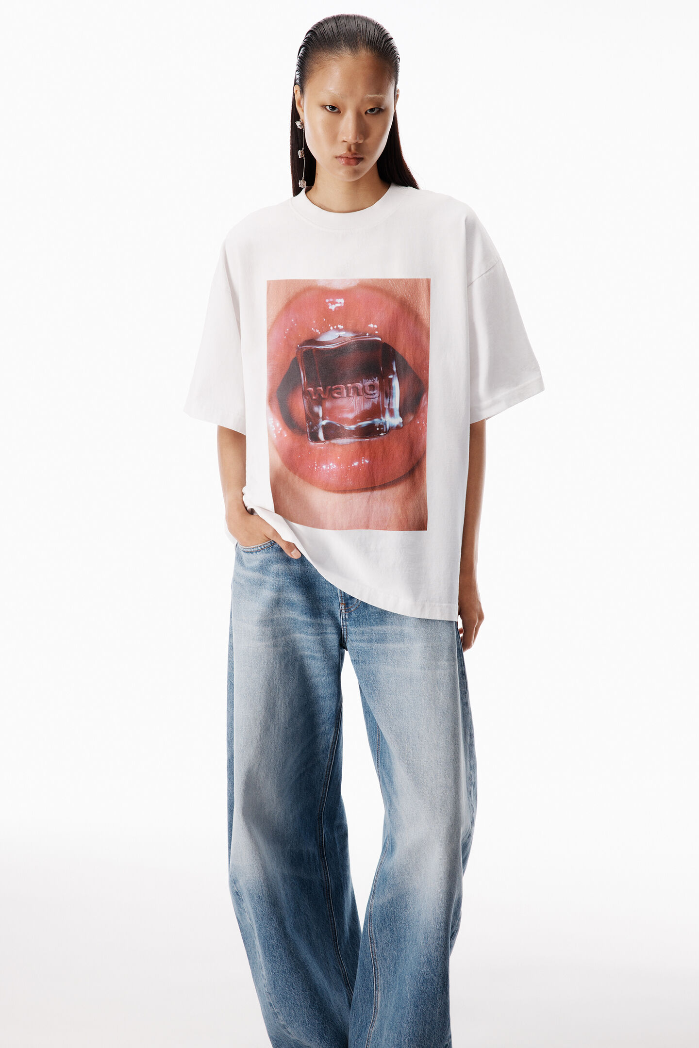 Alexander Wang Ice Cube Oversize Cotton Graphic T-shirt In White