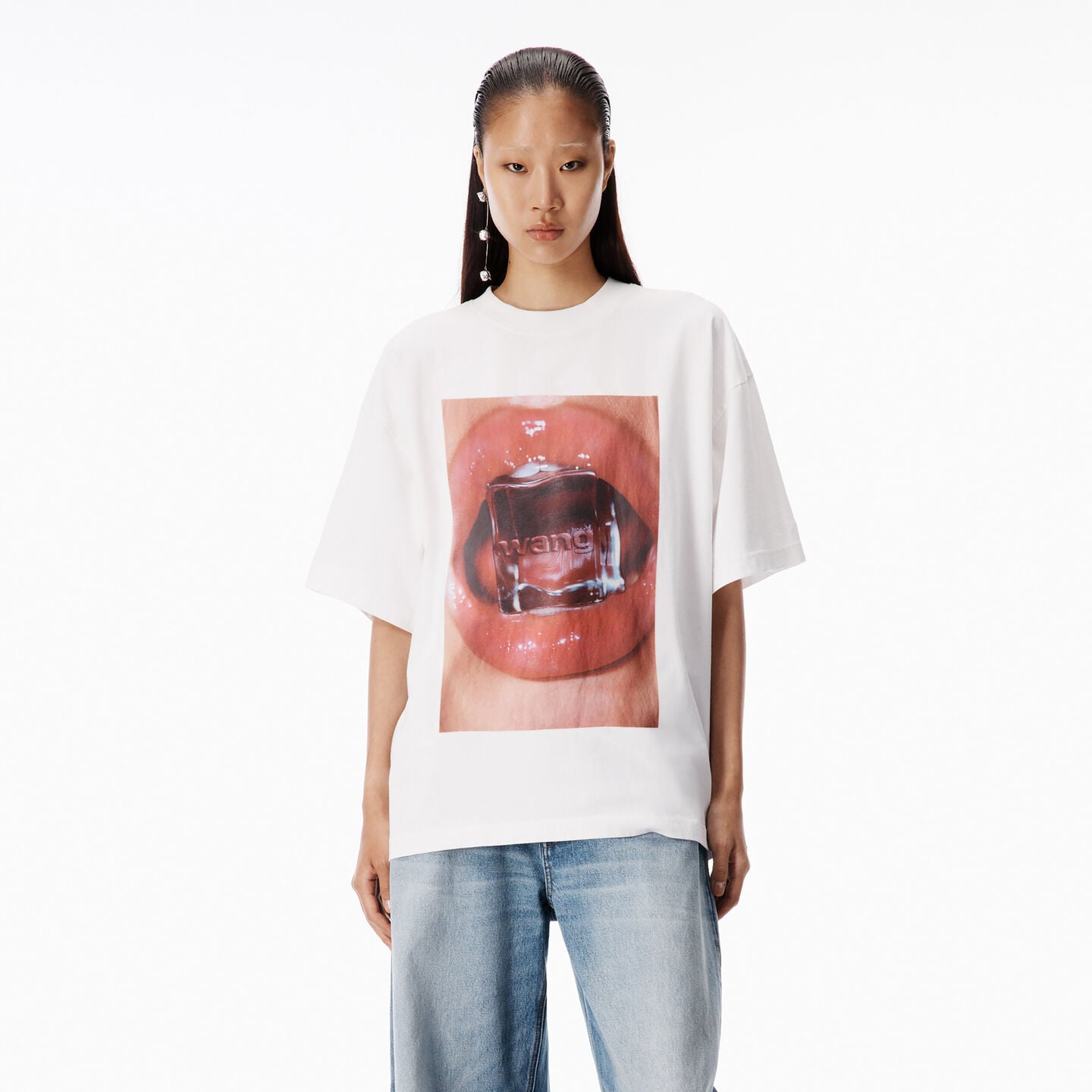 Alexander Wang Ice Cube Oversize Cotton Graphic T-shirt In White