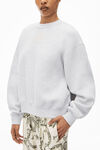 alexander wang puff logo sweatshirt in structured terry   light heather grey