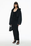 Alexander Wang washed jet black 经典毛圈布短款拉链连帽衫