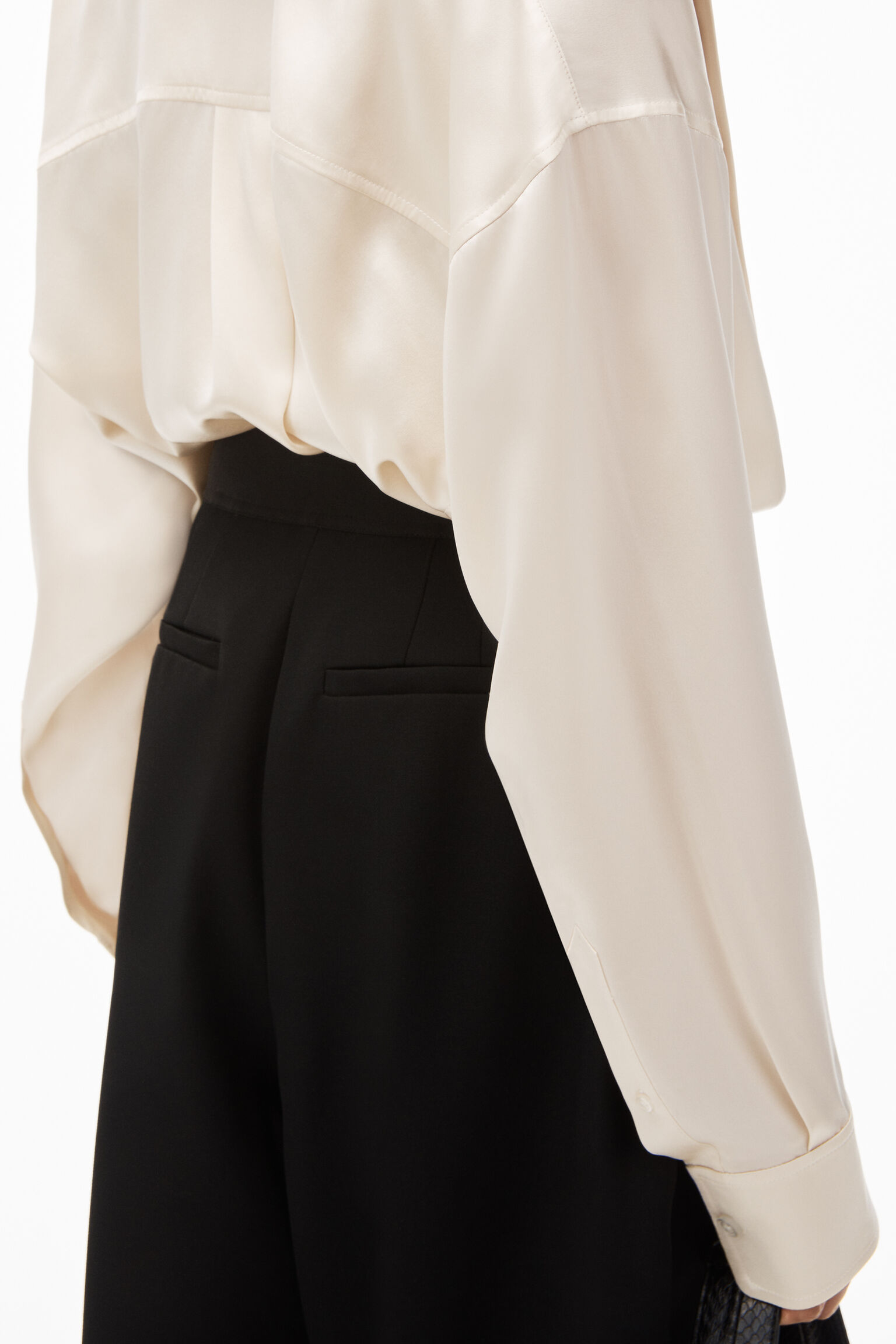 alexanderwang high waisted trouser with logo waistband BLACK -  alexanderwang® US