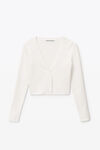 alexander wang cardigan in stretch viscose knit soft white