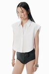 Alexander Wang white chemise courte blanche à strass thermocollés