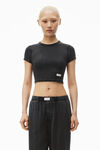 Alexander Wang washed black cropped short-sleeve baby tee in ribbed cotton