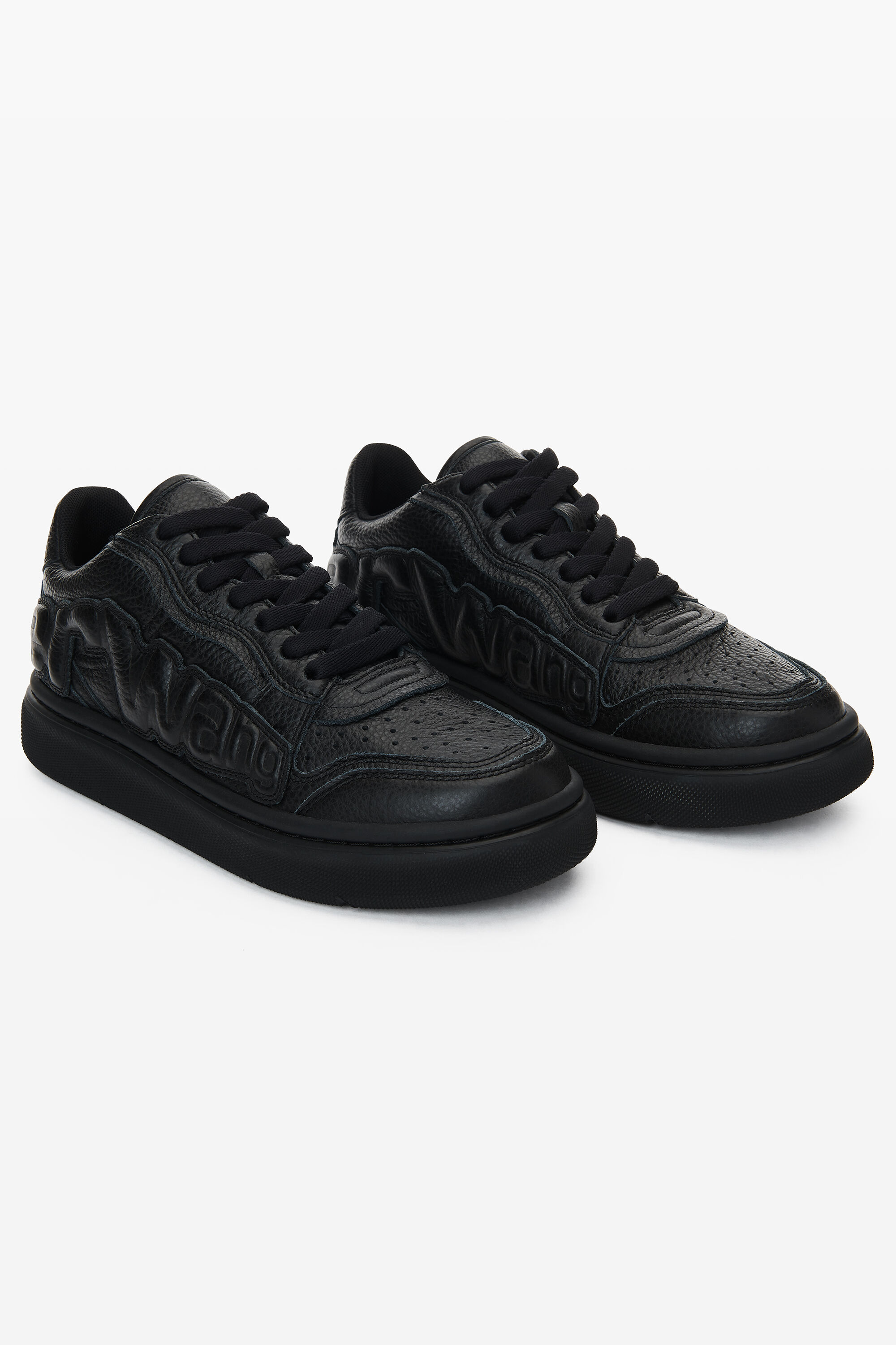 alexanderwang puff pebble leather sneaker with logo BLACK