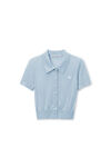 Alexander Wang ariel blue logo embroidered polo cardigan in viscose
