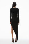 Alexander Wang black asymmetric long-sleeve bodycon midi dress