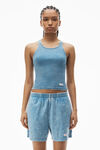 Alexander Wang washed blue classic racer tank in ribbed cotton