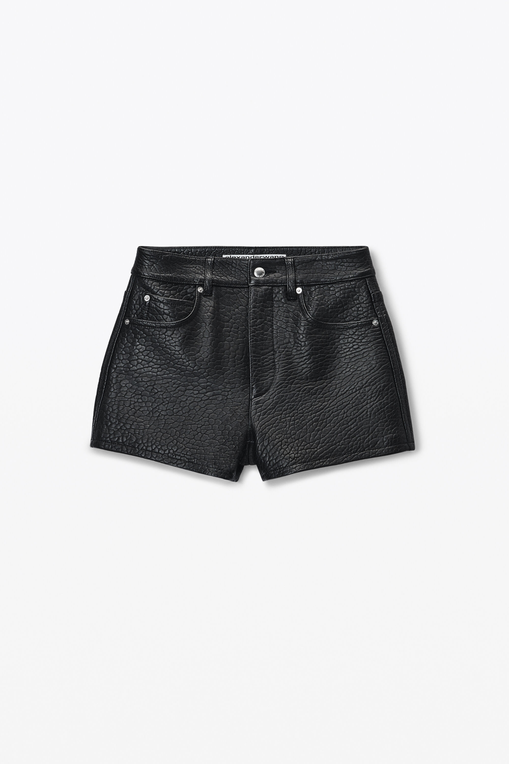 High-Waist Short in Primal Nappa Lambskin Leather in BLACK
