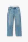 alexander wang layered loose jean in denim vintage light indigo