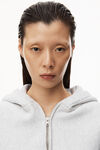 alexander wang apple logo shrunken hoodie in terry light heather grey