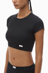 Alexander Wang black crystal hotfix short-sleeve cropped tee