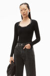 alexander wang logo jacquard top in stretch knit black