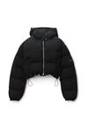 alexander wang cropped puffer jacket in denim black