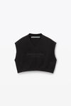Alexander Wang black logo embossed cropped vest in soft chenille