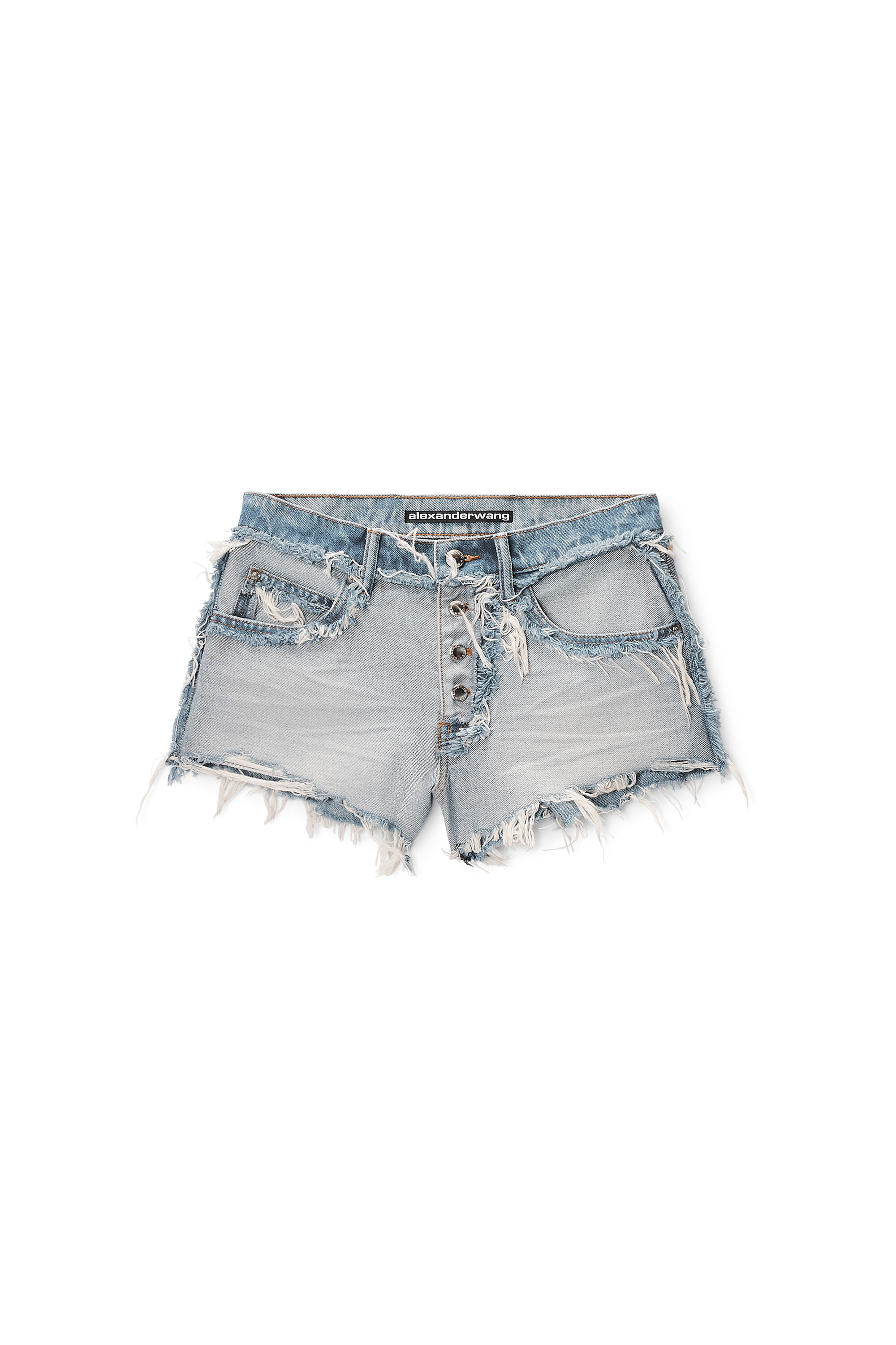 ALEXANDER WANG✨デニムショートパンツ Mid-Rise Inverted Denim Shorts with Embossed Logo in INVERTED